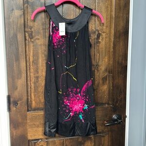 NWT Express black sleeveless sequins floral dress size extra small